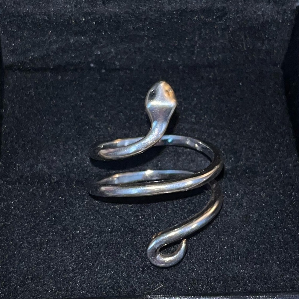 Adjustable sterling silver snake ring